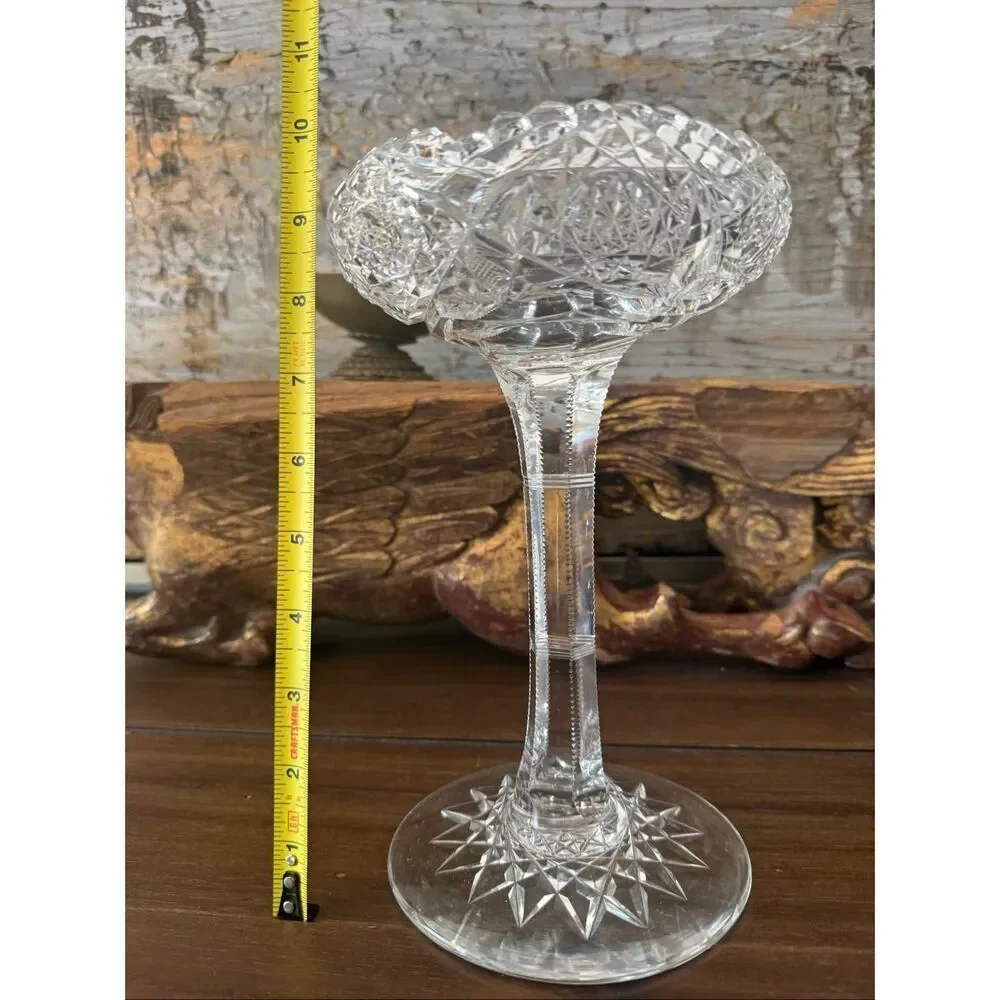 Elegant antique American Brilliant Period–style cut crystal compote heavy